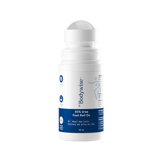 Be Bodywise 20% Urea Foot Cream Roll On 50ml | For Dry & Cracked Heels | With 2% Lactic Acid, Olive Oil & Vitamin E | Helps Repair and Moisturise Cracked Heels