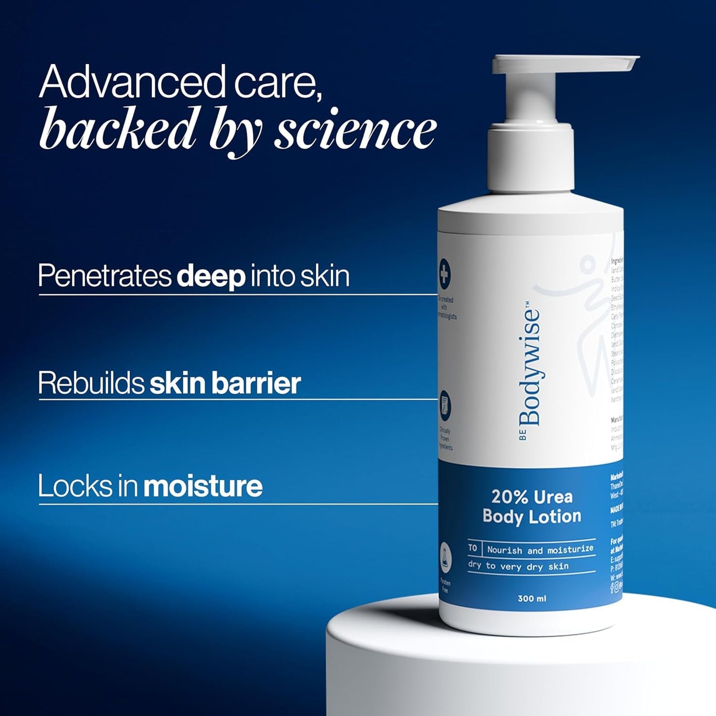 Be Bodywise 20% Urea Foot Cream Roll On 50ml | For Dry & Cracked Heels | With 2% Lactic Acid, Olive Oil & Vitamin E | Helps Repair and Moisturise Cracked Heels