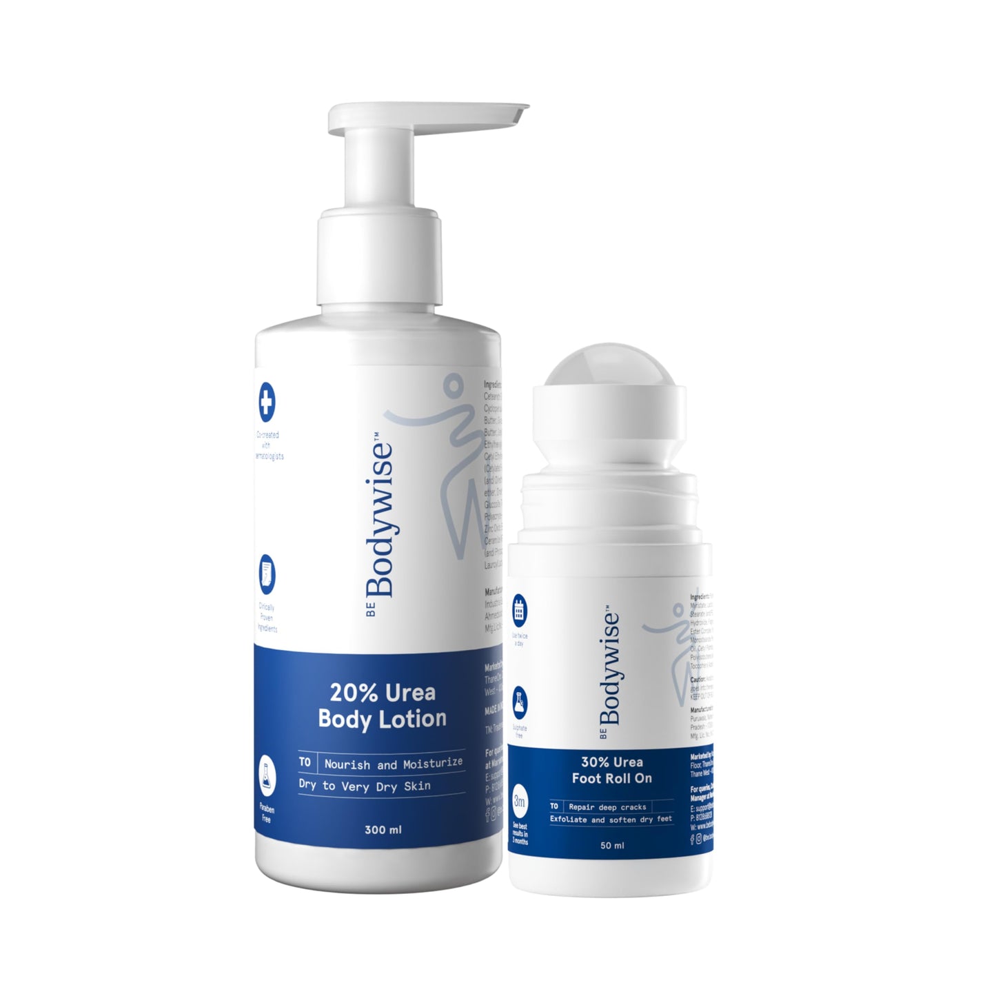 Be Bodywise 20% Urea Foot Cream Roll On 50ml | For Dry & Cracked Heels | With 2% Lactic Acid, Olive Oil & Vitamin E | Helps Repair and Moisturise Cracked Heels