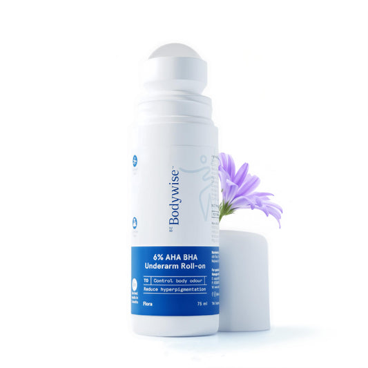 Be Bodywise 4% AHA BHA Underarm Roll-On for Even Tone Skin, 2% Lactic, 1% Mandelic and 1% Salicylic Acid, Controls Odour & Reduces Pigmentation, 0% Alcohol & 0% Aluminium, Flora Fragrance, 50ml