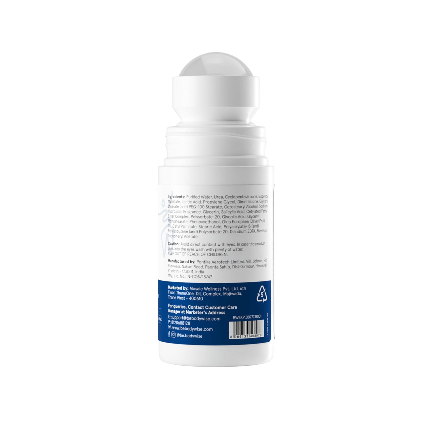 Be Bodywise 20% Urea Foot Cream Roll On 50ml | For Dry & Cracked Heels | With 2% Lactic Acid, Olive Oil & Vitamin E | Helps Repair and Moisturise Cracked Heels