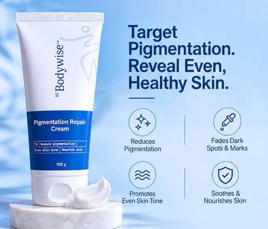 Be Bodywise Pigmentation Cream 100gm | 2.5% Lactic Acid, 2% Urea, Retinol & Kojic Acid | Reduces Tan, Pigmentation & Evens Skin Tone | Treats Dark Patches & Rough Skin on Elbows, Knees, Back of Neck & Thighs | For Daily Use