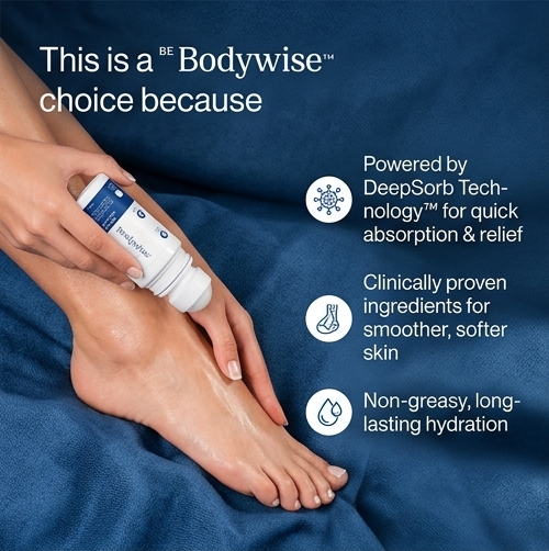 Be Bodywise 20% Urea Foot Cream Roll On 50ml | For Dry & Cracked Heels | With 2% Lactic Acid, Olive Oil & Vitamin E | Helps Repair and Moisturise Cracked Heels
